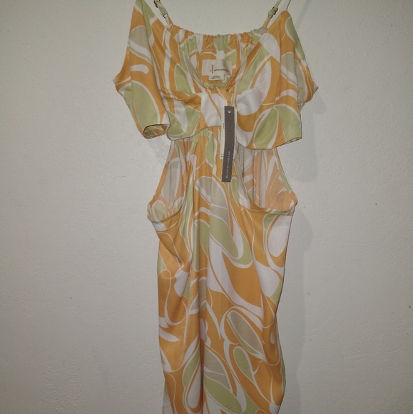 NWT ANTHRO' Cut Out Printed Midi Dress - Picture 3 of 11